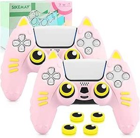 Resim SIKEMAY Pink Cat Paws PS5 Denetleyici Cilt Aksesuarları Kaymaz Silikon, Yumuşak Kalınlaşan Koruyucu Kılıf Playstation 5 Kablosuz Denetleyici için 2 x Sevimli Başparmak Kavrama Kapakları 