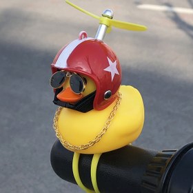 Resim 1 Adet Ördek Bisiklet Zili ve Kask, Squeaky Ördek Bisiklet Zili/Gidon Aksesuarı, Kask ve Zincir Dahil, PVC Malzeme, Bisiklet ve Motosikletler İçin Uygun, Bisiklet Tutkunlarına Hediye 