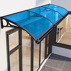 Resim Alüminyum Kapı Gölgelik Tente UV ve Yağmur Koruması Ön Kapı Göl Mavisi Dış Tente 100x280 cm (39 "x110") Dayanıklı Hava Koşullarına Dayanıklı Tente Braketli 