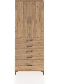 Resim Arges Dolap 2 Raflı 5 Çekmeceli 2 Kapaklı 88x30x221 Çam-çam Çam 
