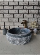Resim Gri Patlatma Mermer Lavabo 