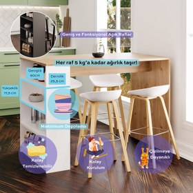 Resim Bimossa L49 Pablo Bar Masası 120 cm - Beyaz 