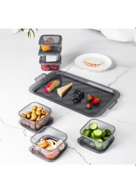 Resim Porsima 2043 Tepsili 6 Bölmeli Kahvaltılık Seti Füme 