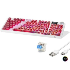 Resim Kablosuz Mekanik Gaming Klavye Rgb Blue Switch 95 Tuş - Kırmızı Beyaz Mf1705r 