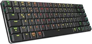 Resim Rampage W-GRANITE Siyah/Gri Low Profile RED SWITCH Q RGB 2,4 ghz+ BT Mekanik Gaming Oyuncu Klavye 