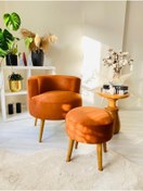 Resim WEBPANYA Çay Seti Tekli Koltuk Berjer Ve Puf Takımı (salon, Balkon, Ofis) 2 Li Takım Turuncu 
