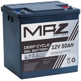 Resim MAZ Akü 12 Volt 50 Amper (Ah) Deep Cycle Jel Akü (Yeni Üretim) 