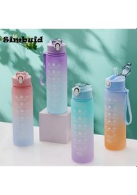 Resim 600ml/750ml/1000ml Spor Şişesi Zaman Ölçeği İle Açık Degrade Renk İçme Suyu 900-1000ml Blue-b 600ml To 1000ml 900-1000ml Blue-b 