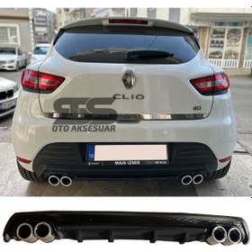Resim Renault Clio 4 Difüzör Arka Tampon Eki 4 Egzoz Çıkışlı Siyah Lüx Tip 