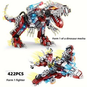 Resim 422 Parça Hareketli Mech Yapı Bloklar Seti - Dönüşen Robot & Jet, Ağız Mekanizmasıyla İnşa Edilebilir Bina Sistemi, Kollar ve Ayaklarla, Baş ile STEM Eğitici Inşaat Kitabı, Çocuklar için Noel/Paskalya/Doğum Günü Hediyesi (Başlıca inşat bloku markaları ile uyumlu) 