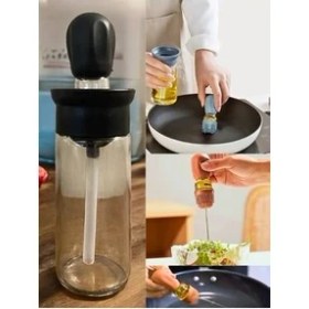 Resim Cam Yağlık Yağ Sos ve Yumurta Fırçası Hazneli Yağ Fırçası Yağdanlık Silikon Fırçalı 