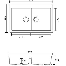 Resim Polex Cristalüx Granit Evye P-2XLN Mavi 2 Hazneli Tezgah Altı Ve Tezgah Üstü Mutfak Evyesi 80.5x51.5 CM 