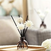 Resim 5/10 adet Aromaterapi Kurutulmuş Çiçekler + 5/10 adet Siyah Rattan Uçucu Çubuklar, Ev İç Mekan Ateşsiz Aromaterapi Aksesuarları Aromaterapi Çubukları 