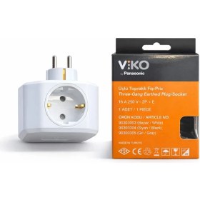 Resim Viko Yonca Üçlü Topraklı Fiş-Priz 