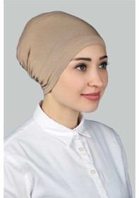 Resim Altobeh Hazır Pratik Geçmeli Lastikli Tesettür Bone - Koyu Bej 