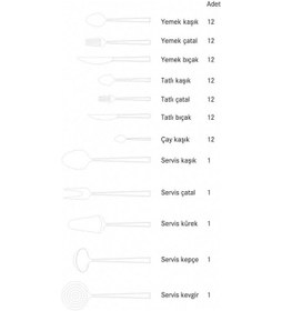 Resim Hisar Mercury Parlak Çatal Bıçak Kaşık Seti 89 Prç Metalik Gri 
