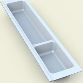 Resim Mutfak Çekmece İçi Modüler İki Bölmeli Kaşıklık Beyaz 11cmx48cm Boydan 4cm Kesilebilir Antrasit 