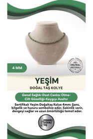 Resim OSMANLI DEĞERLİ TAŞ Sertifikalı Yeşim Doğaltaş Kolye 4 Mm, M488 