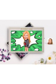 Resim Bk Gift Kişiye Özel Kadın Karikatürlü 1000 Parça Profesyonel Puzzle-100 