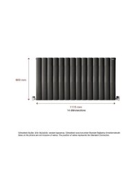 Resim 600mm x 1115mm Lilac Yüksek Isı Kapasiteli Dekoratif Yatay Alüminyum Antrasit Radyatör 