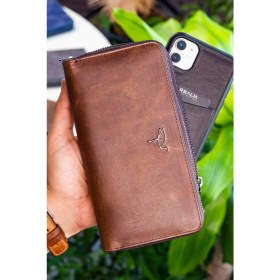 Resim Garbalia Orleans Vintage Deri Telefon Bölmeli El Çantası Cüzdan Kartlık 