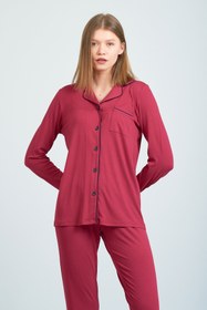Resim Moda Clubu Bebe Yaka Mürdüm Pijama Takımı 