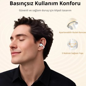 Resim Earfun Clip Open Ear Adaptif Konforlu Kulaklık - Bluetooth 6.0 - 40 Saat Oynatma Süresi - IP55 - Beyaz (EarFun Türkiye Garantili) 