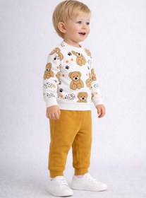 Resim dinamik çocuk Erkek Bebek 2li Takım | Ayıcık Desenli Sweatshirt + Alt 3-6-9-12aylık 