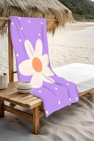 Resim Dijital Baskı Plaj Deniz Havlusu Çiçek Desenli Peştamal HVL0183 