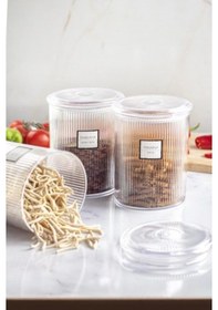 Resim 9'lu Barok Yuvarlak Büyük Kavanoz Seti &amp Saklama Kabı &amp Erzak Kabı 9 2000 Ml Şeffaf 