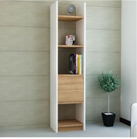 Resim Bmdekor Kitaplık Elips 103 Tekli Beyaz Teak 