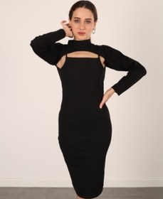 Resim LA SEFA Dik Yaka Boyunluklu Kolluk - Siyah Uzun Kollu Boyunluk Tesettür Boyunluk Balıkçı Yaka Bodysuit 