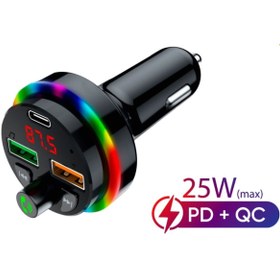 Resim Genel Markalar Concord SFT-1 Bluetooth Görüşme ve Müzik RGB Fm Transmitter 25W QC 3.0 PD + 3.1A Çift USB Şarj 