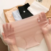 Resim 5 adet Siyah Dikişsiz Kadın İç Çamaşırı - Ultra-İnce, Hızlı Kuruyan, Nefes Alabilen, Esnek, Rahat Tek Parça Tasarımı ile Üçgen Kesim, Düz Renk, Düşük Bel, Sevimli Stil için Bahar ve Yaz 