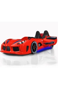 Resim Setay Çocuk Odası - Audi Koltuklu Arabalı Yatak - Sport 3 Kapılı Dolap, Masa, Şifonyer, Kitaplık- Kırmızı 