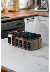 Resim Mienda Home 18'li Cam Baharatlık Seti Siyah Kapaklı Ve Etiketli Baharatlık Takımı Mh00syh18 Siyah - Şeffaf 