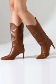 Resim Pamuks Shoes Oval Konçlu Taba Çizme 