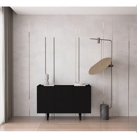 Resim Enwood Capella Siyah Mdf 3 Kapaklı Raflı 120 Lık Konsol 