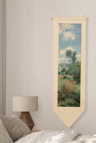 Resim Duvar Halısı Pinterest Oda Dekoru, Monet Sanat Serisi, 100cm Kanvas Flama Askılı Duvar Örtüsü NO:604 - Renkli - 5 / 30 x 100 