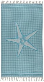 Resim Peştemal Denizyıldızı Desen 90 * 170 Cm,%100 Pamuk turkuaz 170 x 90 