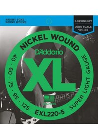 Resim D'addario Exl220-5 Long Scale 5 Telli Bas Gitar Teli 40-125 