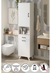 Resim Bofigo Çok Amaçlı Dolap Banyo Dolabı Kirli Çamaşır Sepeti Dolabı Şelale Beyaz 