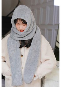 Resim Bundera Scarf Kapşonlu Kadın Peluş Bere Atkı Kadın Welsoft Polar 