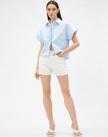 Resim Crop Poplin Gömlek Kısa Kollu Pamuklu 