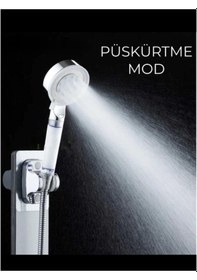 Resim 5 Fonksiyonlu Krom Beyaz Çelik Filtreli Kireç Önleyici Yüksek Basınçlı Tasarruflu Banyo Duş Başlığı Siyah 