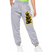 Resim Bluu Unisex Mevsimlik Kumaş Elastik Bel Baskılı Joggers Pantolon Eşofman Altı Gri 
