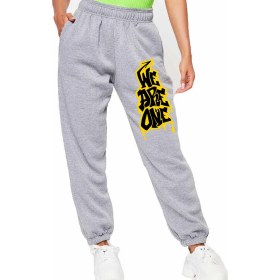 Resim Bluu Unisex Mevsimlik Kumaş Elastik Bel Baskılı Joggers Pantolon Eşofman Altı Gri 