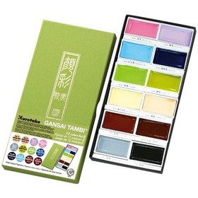Resim Zig Kuretake Gansai Tambi Tablet Sulu Boya 12 Renk Set Pastel Ren 
