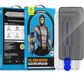 Resim Blueo Bm5280-iPhone 15 Pro 6.1 Full Cover Anti-Peep Cam Ekran Koruyucu Aplikatörlü Ekran Koruyucu Siyah 