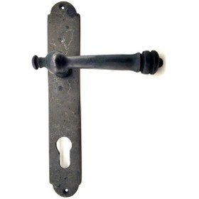 Resim Mepa Antika Tarz Dekoratif Pirinç Taşra Yale Kapı Kolu - 220x35 Mm, Oksit Najmaddin Standart 